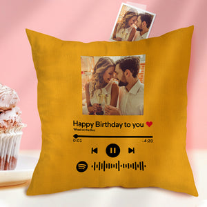 Original Music Birthday Gifts Scannable Custom Spotify Code Custom Photo Pillow Case Orange  Romantic Gifts