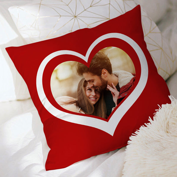 Custom Throw Pillow Red Love Heart Throw Pillow Gifts for Her