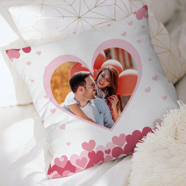 Custom Throw Pillow Personalized Valentine Pink Heart Print Pillow