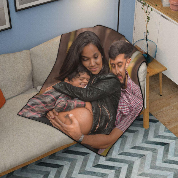 Personalized Fleece Blanket with Photo of Happy Family