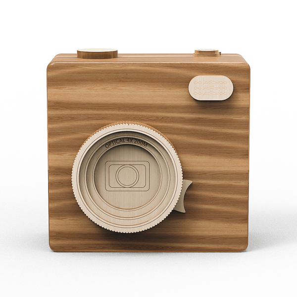 Camera Wooden Box for Film Roll Keychain