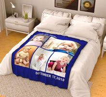 Gift for Family  For Christmas Gifts Personalized  Fleece Photo Blanket with 5 Photos