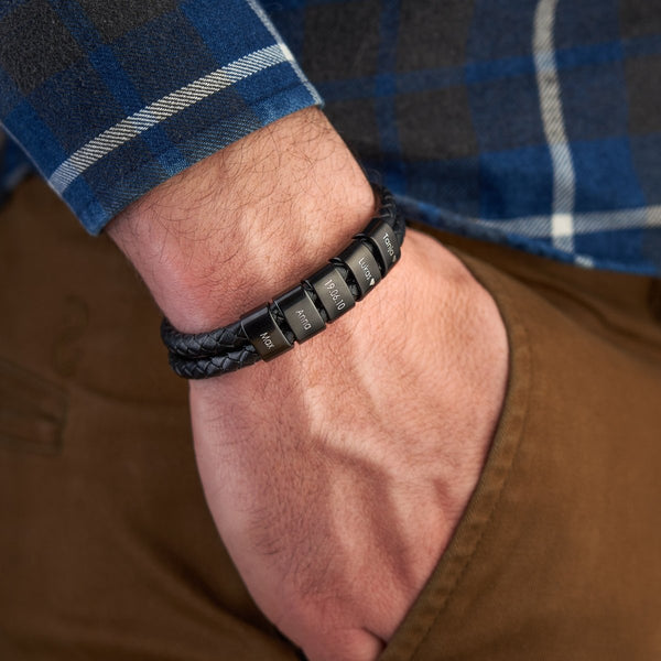 Personalized Bracelet For Men, Personalized Gift For Dad Name Black Bracelet