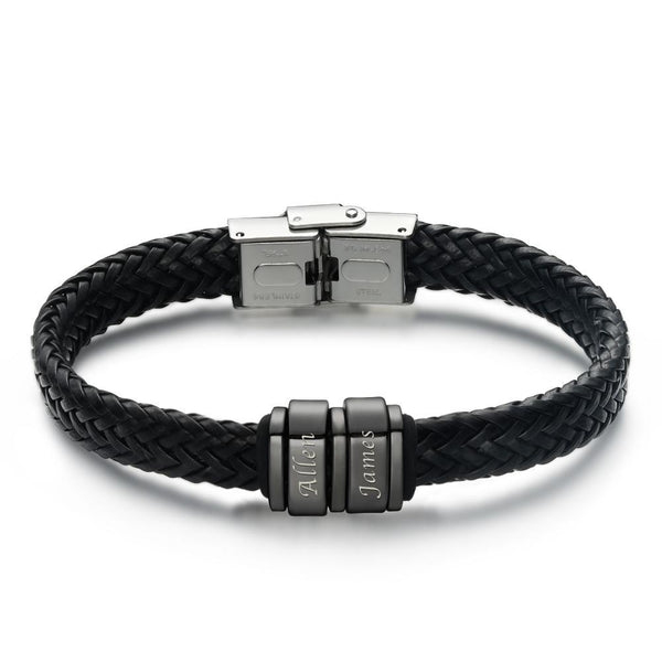 Personalized Bracelet For Men, Personalized Gift For Dad Name Black Bracelet