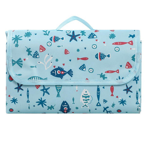 Waterproof Picnic Blanket Beach  Folding Picnic Mat Beach Blanket Outdoor Products Blue Fish