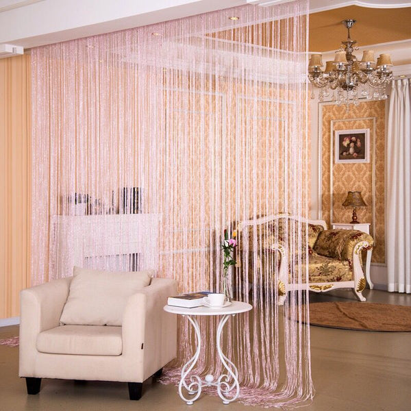 String Curtain Fly Screen Doors Cutain Multi-Function Insect Screen or Room Divider Pasted Double String Curtain (100x200cm)