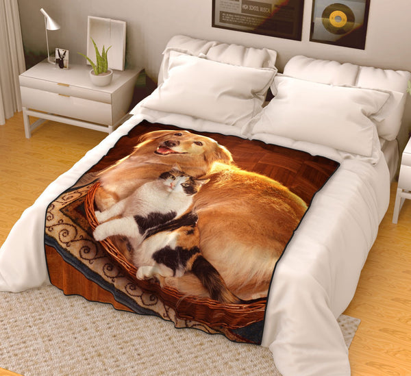 Custom Photo Blanket Personalized Cute Pets Cats Photo Fleece Blanket