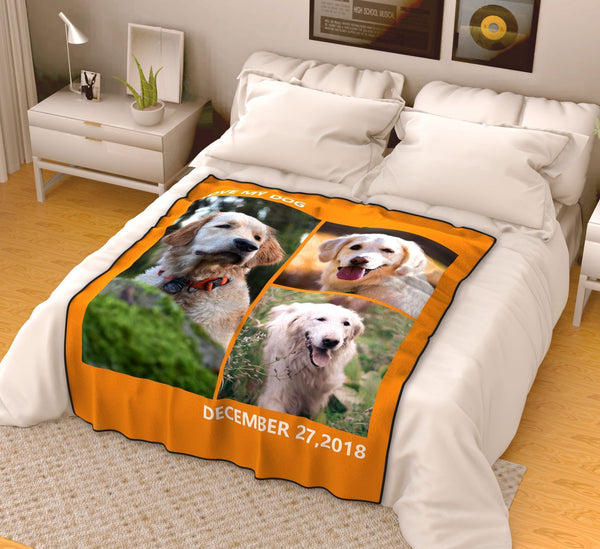 Personalized Pets Fleece Photo Blanket with 3 Photos