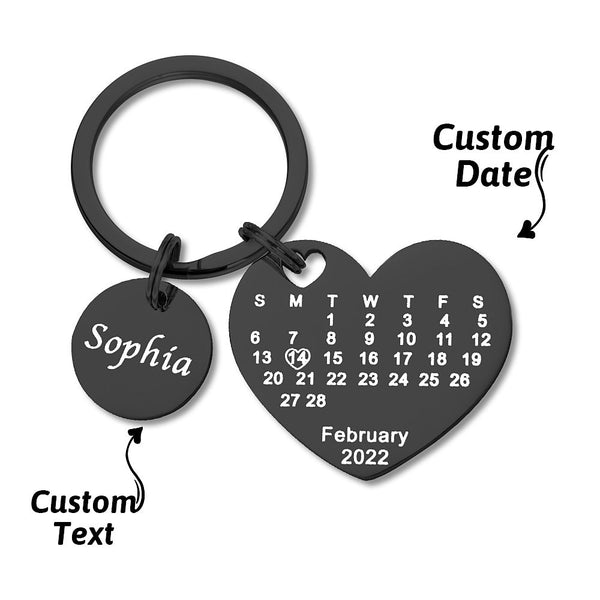 Custom Engraved Heart Calendar Keychain Save The Date Keychain
