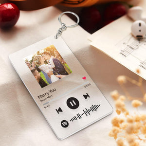 Custom Scannable Keychain Spotify Code Personalized Spotify Song Poster Keychain (2.1IN X 3.4IN)