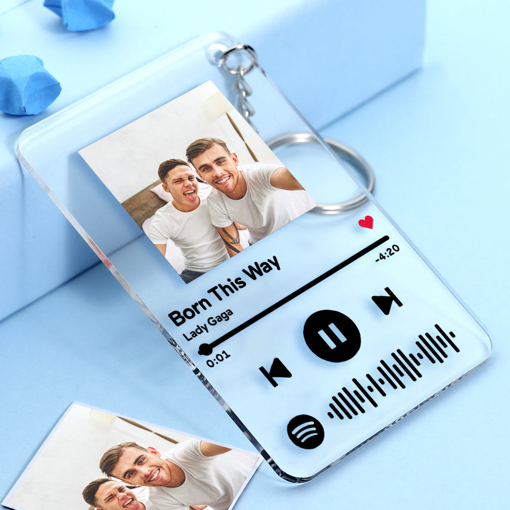 Scannable Spotify  Acrylic Glass Keychain Spotify Code Music Playlist Keychain Personali0zed Keychain ( 2.1IN X 3.4IN )