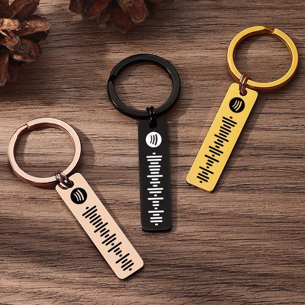 Personalized Gift Spotify Code Keychain Custom Engrave Stainless Steel Keychain