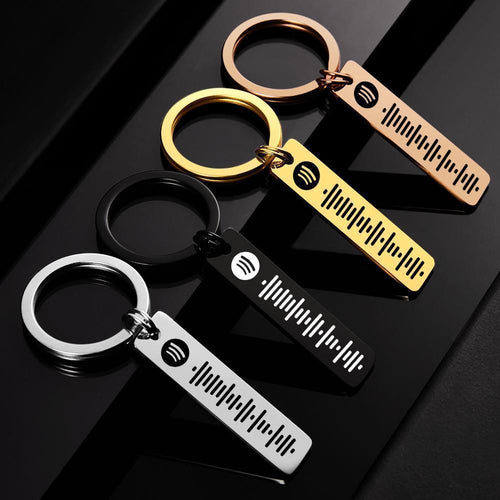 Spotify Code Stainless Steel Keychain Custom Engrave Keychain