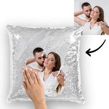 Custom Photo Sequin Pillowcase Silver Color Sequin Cushion 15.75inch * 15.75inch