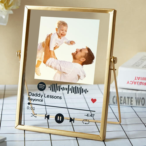 Gift for Dad Personalized Spotify Code Music Plaque Acrylic Glass Art Plaque with Golden Frame