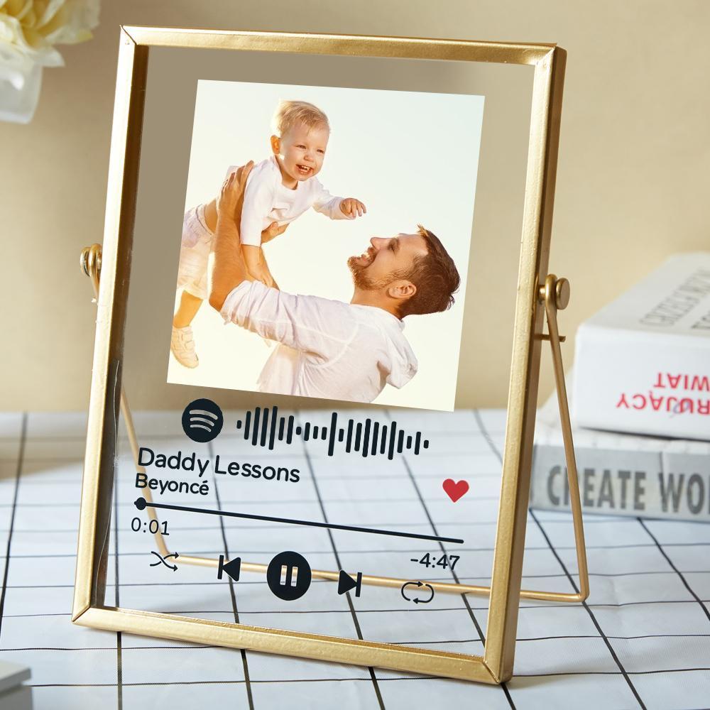 Gift for Dad Personalised Spotify Code Music Plaque Acrylic Glass Art Plaque with Golden Frame