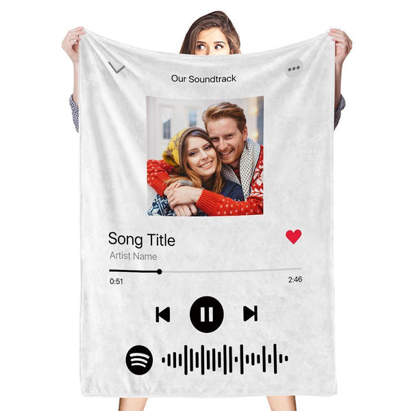 Custom Photo Spotify Code Music Personalized Fleece Blanket