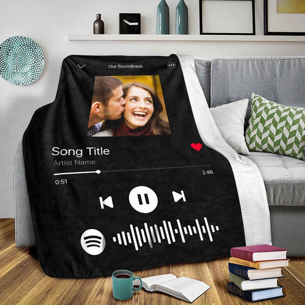 Custom Photo Spotify Code Music Personalized Fleece Blanket