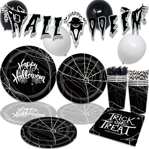 Halloween Disposable Tableware Kits Party Decorations Supplies Tableware 91pcs