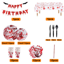 Halloween Bloody Handprints Disposable Tableware Kits Party Decorations Supplies 98pcs