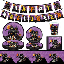 Halloween Party Disposable Tableware Kits Happy Halloween Party Decorations Supplies 82pcs