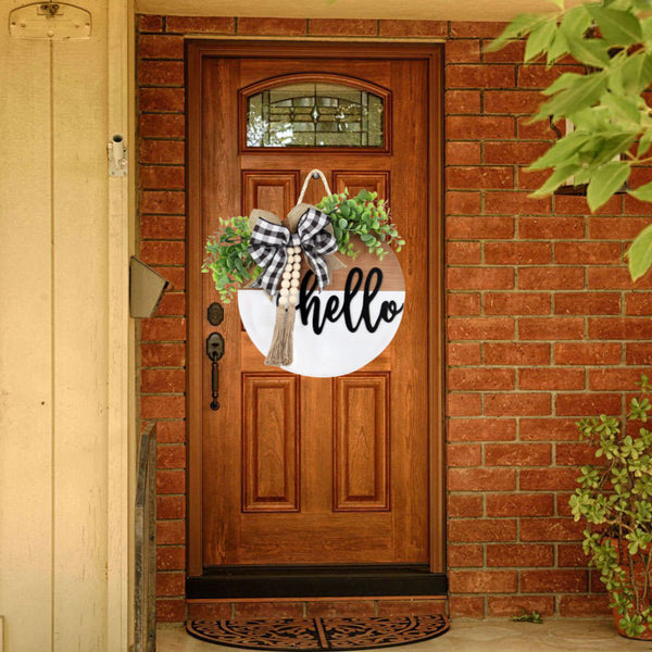 Welcome Sign for Front Door Wood Farmhouse Wreath Porch Decor Hanging Decoration Gifts