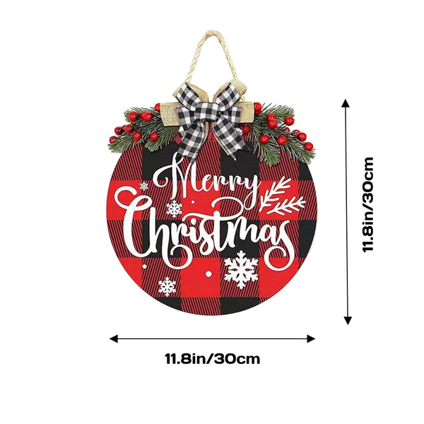 Christmas Welcome Sign for Front Door Farmhouse Wreath Porch Decor Hanging Decoration Gifts