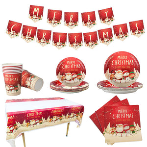Christmas Party Disposable Dinnerware Set 118pcs Tableware Christmas Decorations Supplies