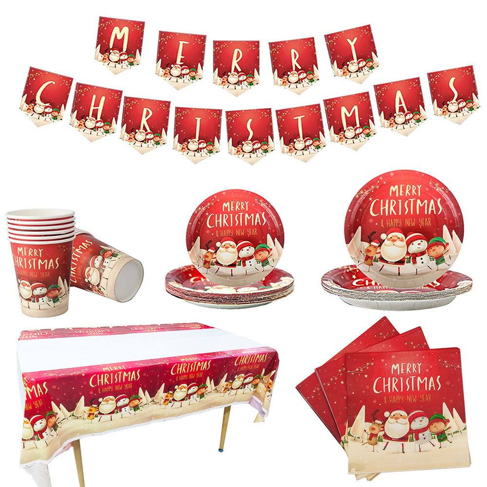 Christmas Party Disposable Dinnerware Set 118pcs Tableware Christmas Decorations Supplies - customphototapestry