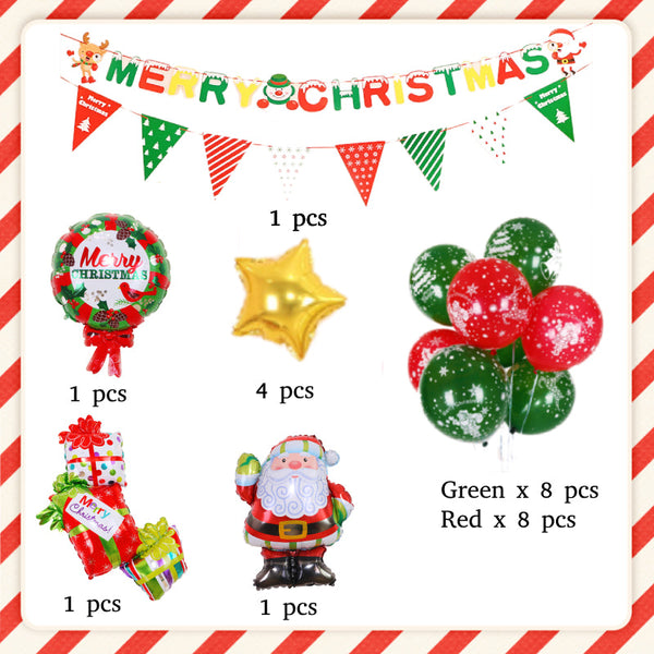 Christmas Balloons Set with Banner for Christmas Party Decorations Supplies - customphototapestry