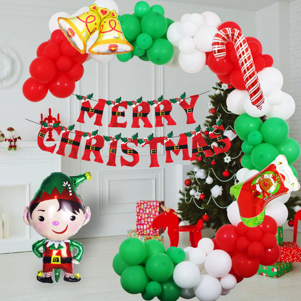 Christmas Party Balloons Set with Merry Banner for Christmas Decorations Supplies - customphototapestry