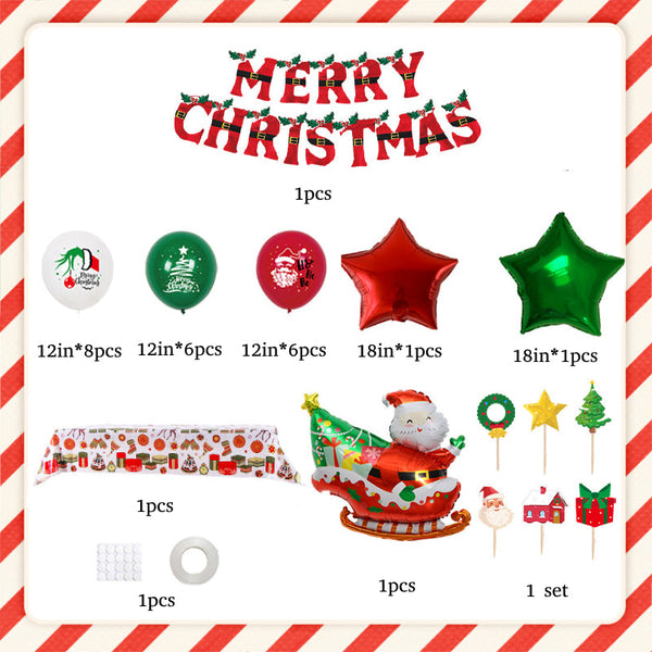 Christmas Balloons Set with Tablecloth and Banner for Christmas Party Decorations Supplies - customphototapestry