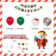 Christmas Party Balloons Set with Tablecloth and Banner for Xmas Decorations Supplies - customphototapestry