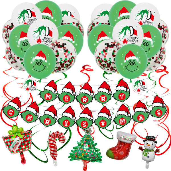 Christmas Party Balloons Set with Banner for Party Decorations Supplies - customphototapestry
