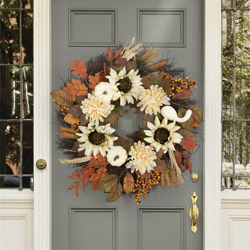 Fall Pumpkin Wreath Year Round Durable Autumn Wreath Front Door Wreath Home Decor