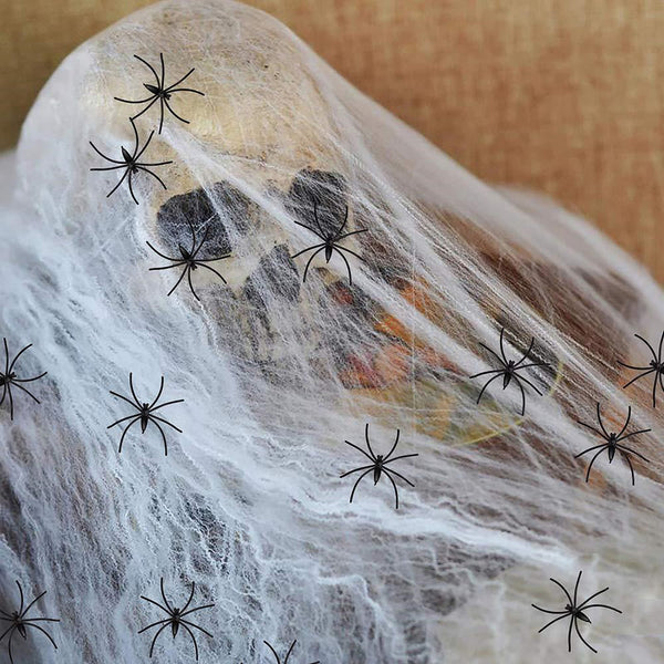 Halloween Animated Hanging Skulls Head Covered with Spider Webs and Light Up Eyes Halloween Party Decorations - customphototapestry
