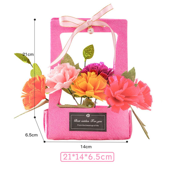 Colored Carnation Portable Flower Basket For Mother's Day