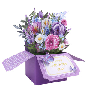 Happy Mother's Day Pop up Card Purple Flowers Card for Mother's Day