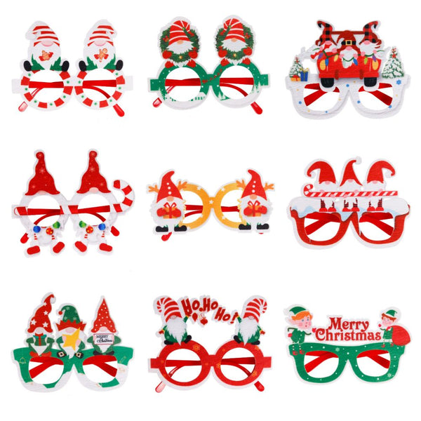 9 Pcs Christmas Glasses Frames Christmas Decoration Accessories Costume Eyeglasses for Christmas Party Supplies