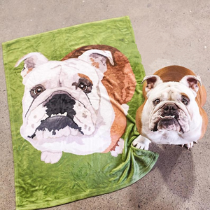 Custom Dog Blankets Personalized Pet Photo Blankets Painted Art Portrait Fleece Throw Blanket