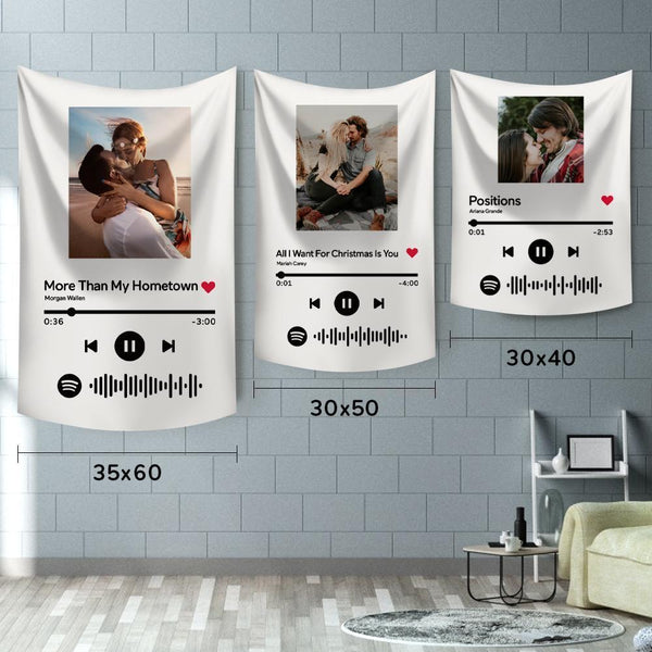 Custom Spotify Code Tapestry Wall Art Decoration Christmas Gifts Scannable Spotify Code Tapestry