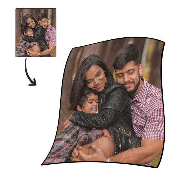 Personalized Fleece Blanket with Photo of Happy Family