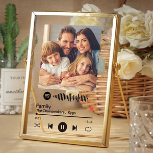 Gifts for Birthday Personalized Spotify Code Music Plaque Acrylic Glass Art Plaque with Golden Frame