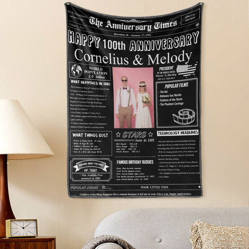 100th Anniversary Newspaper Tapestry Gifts Custom Photo Tapestry Gift Back In 1921 Gifts