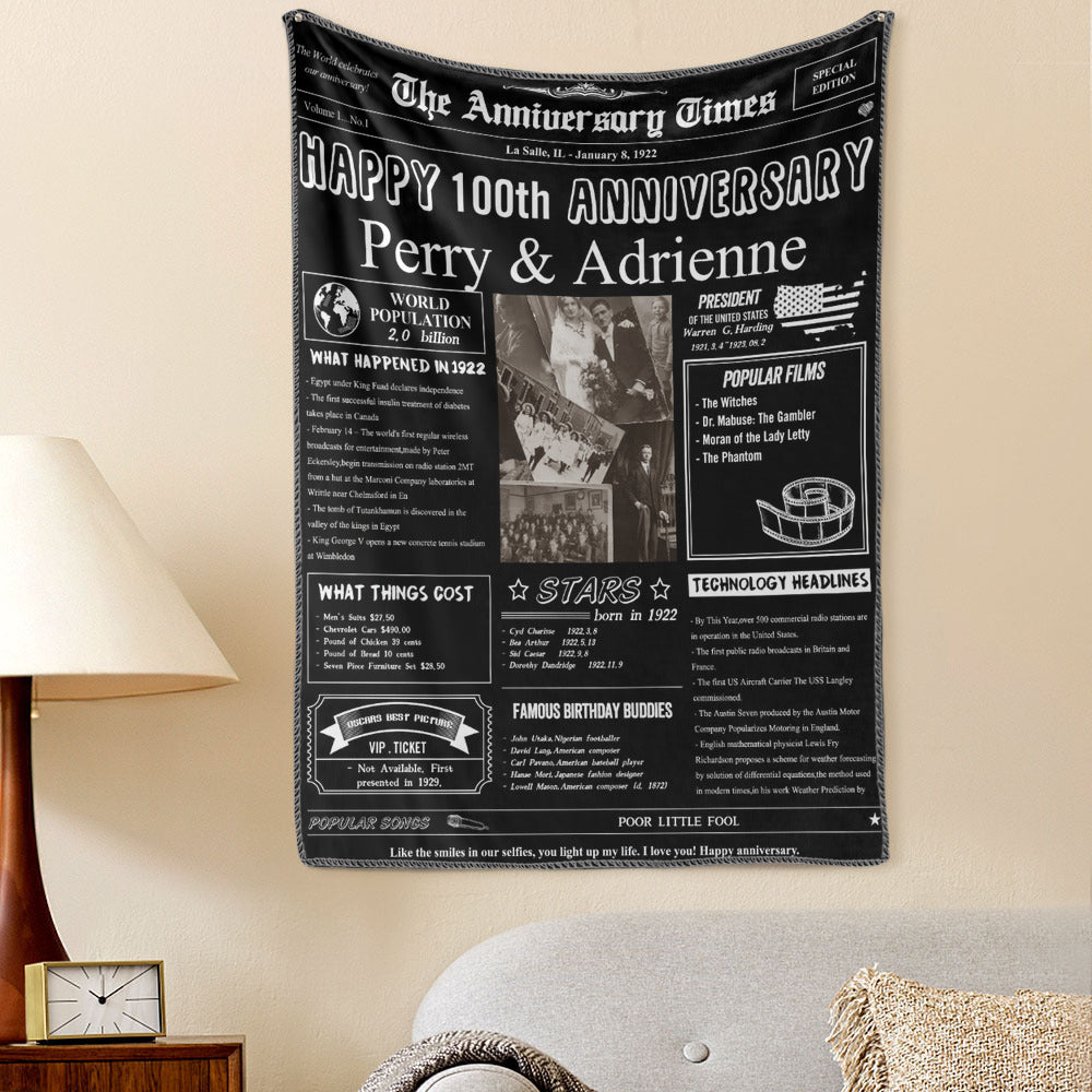 100th Anniversary Gifts Custom Photo Tapestry Gift Back in 1922