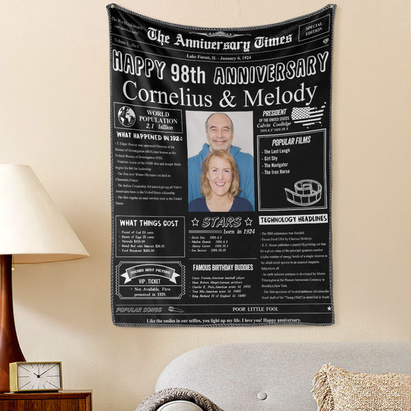 98th Anniversary Gifts Custom Photo Tapestry Gift Back in 1924