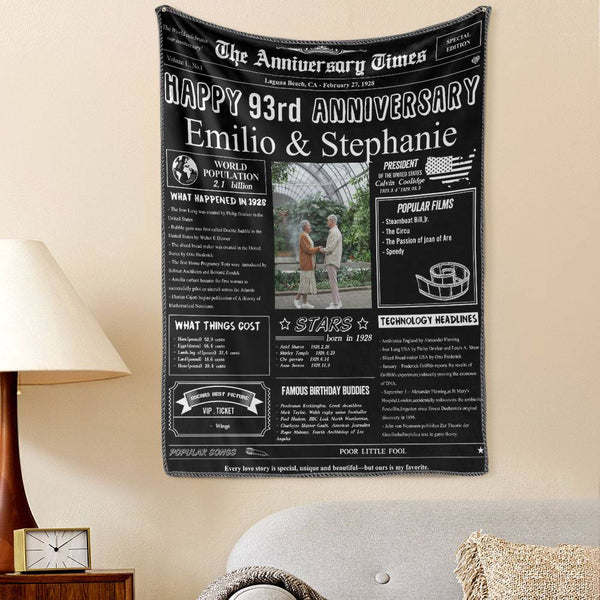 93rd Anniversary Gifts 100 Years History News Custom Photo Tapestry Gift Back In 1928