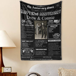 92nd Anniversary Newspaper Tapestry Gifts Custom Photo Tapestry Gift Back In 1929 Gifts
