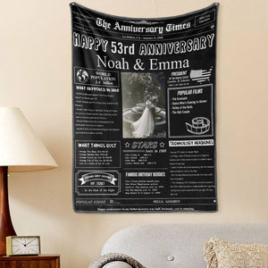 53th Anniversary Newspaper Tapestry Gifts Custom Photo Tapestry Gift Back In 1968 Gifts