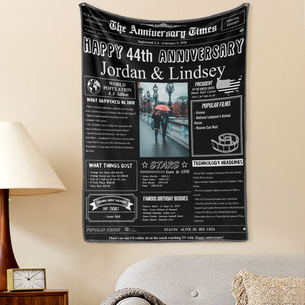 44th Anniversary Gifts Custom Photo Tapestry Gift Back in 1978